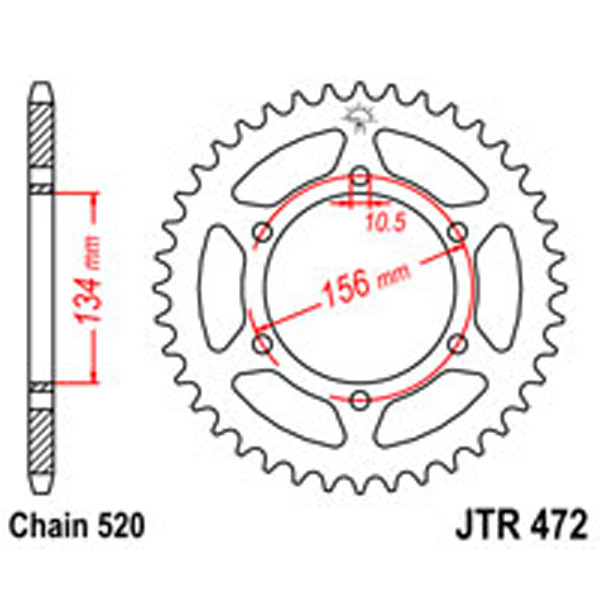JT JT Rear Sprockets R/W 472-40T KAW (508)